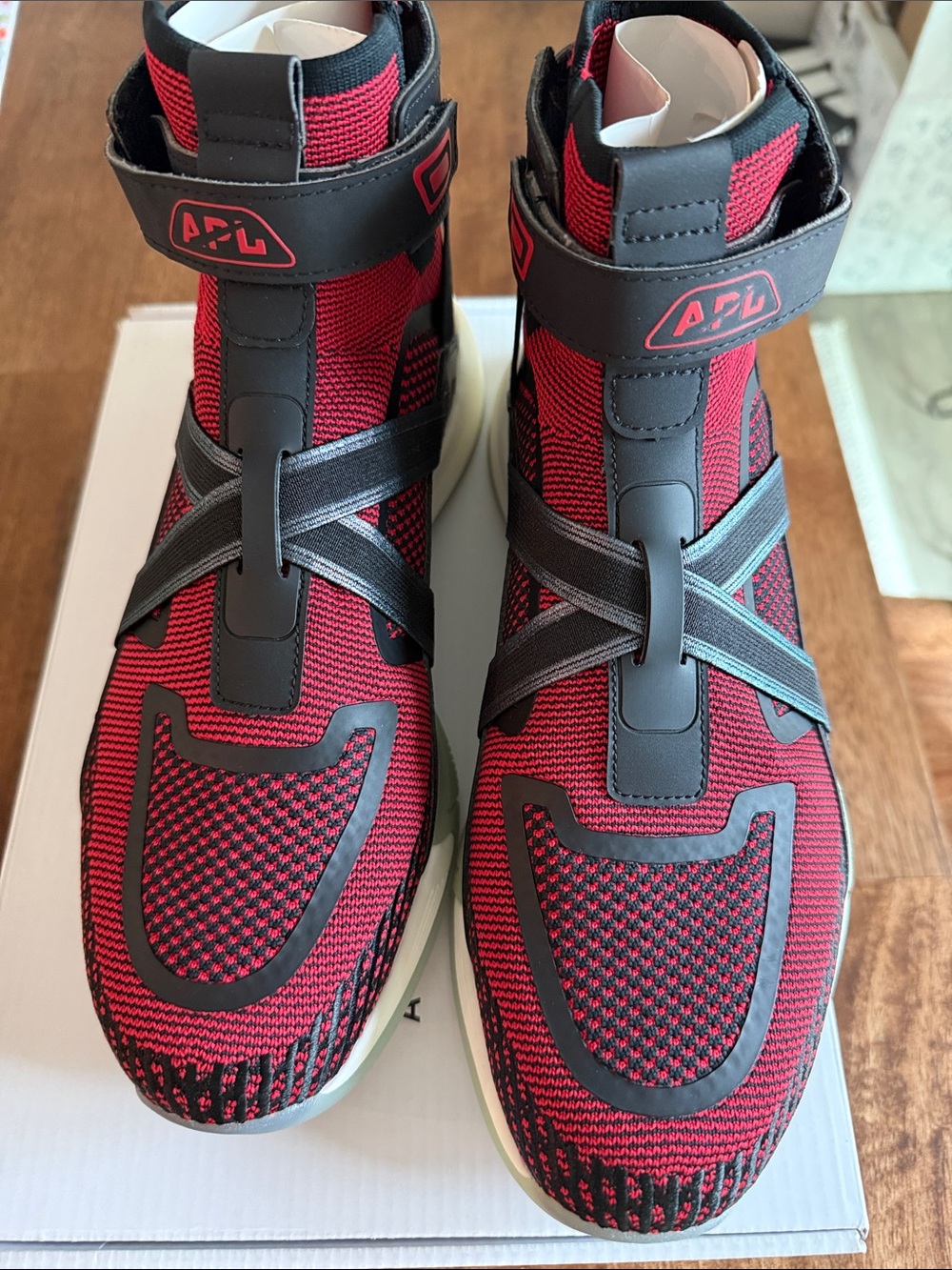 APL Men's super future  High-Top Athletic Sneakers in Red and Black